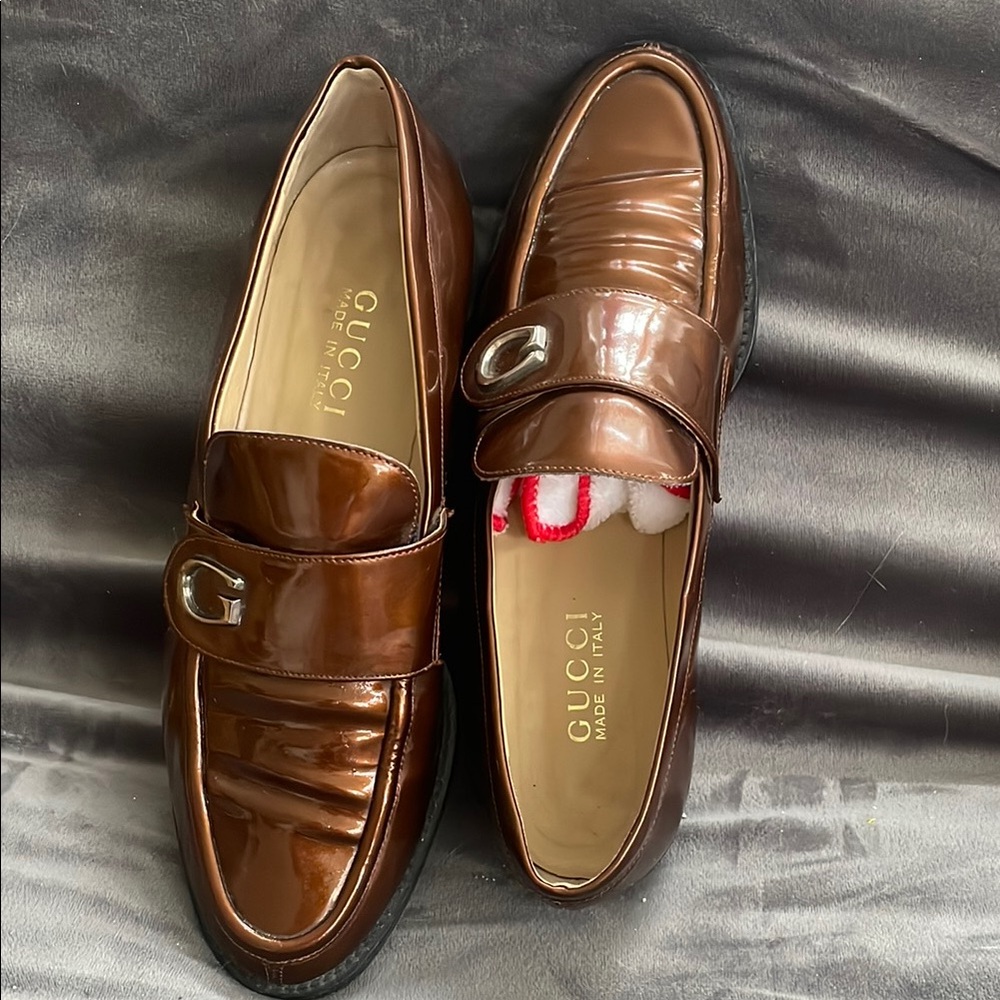 Gucci gold Patent Leather Loafers